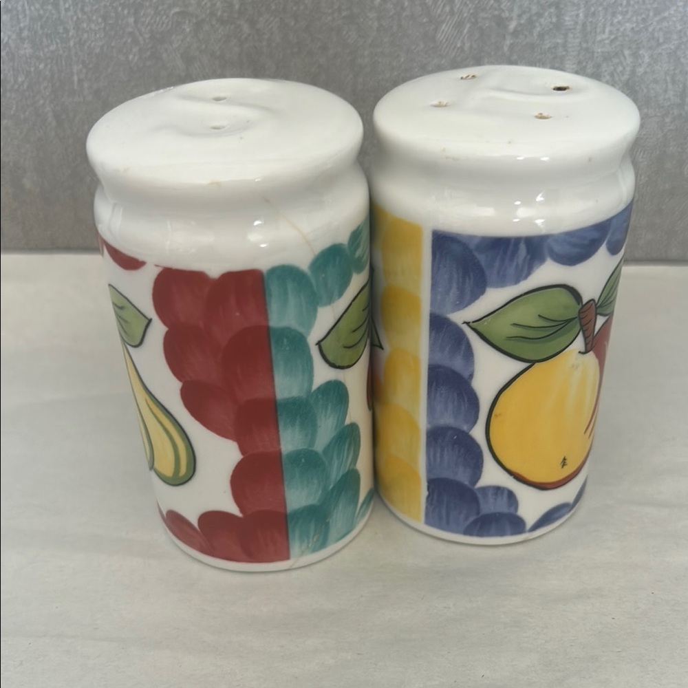 Vintage Colorful Fruit Ceramic Salt and Pepper Shakers